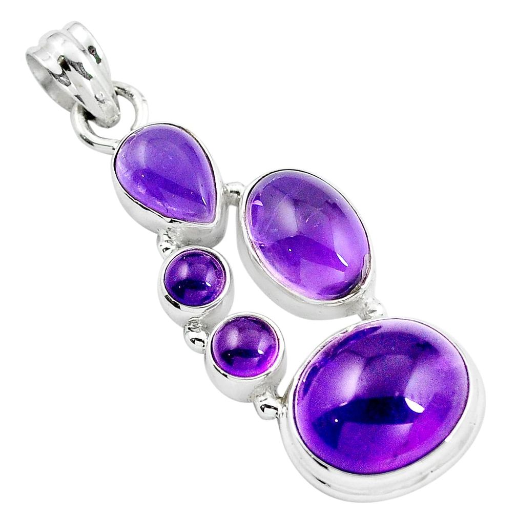 Natural purple amethyst 925 sterling silver pendant jewelry m77234