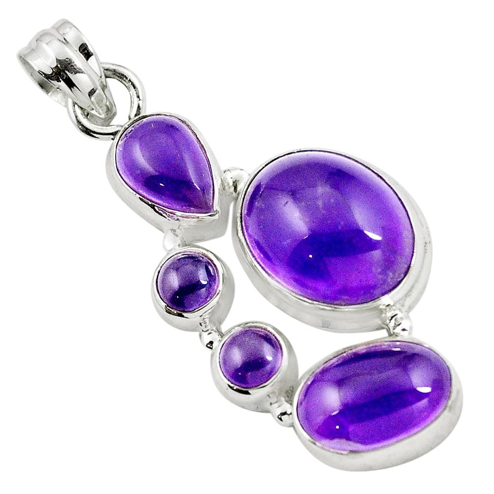 Natural purple amethyst 925 sterling silver pendant jewelry m77236