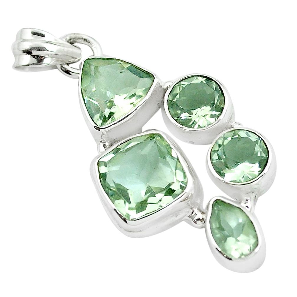 Natural green amethyst 925 sterling silver pendant jewelry m77242