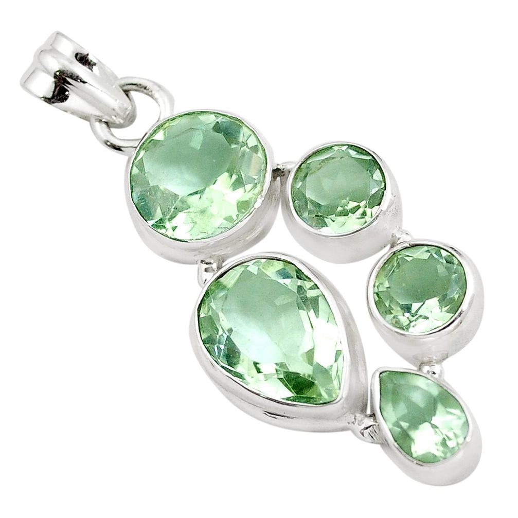 Natural green amethyst 925 sterling silver pendant jewelry m77243