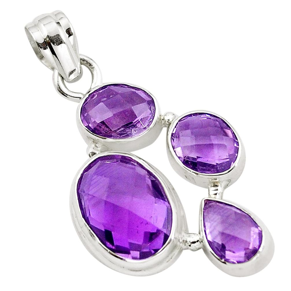 925 sterling silver natural purple amethyst pendant jewelry m77251