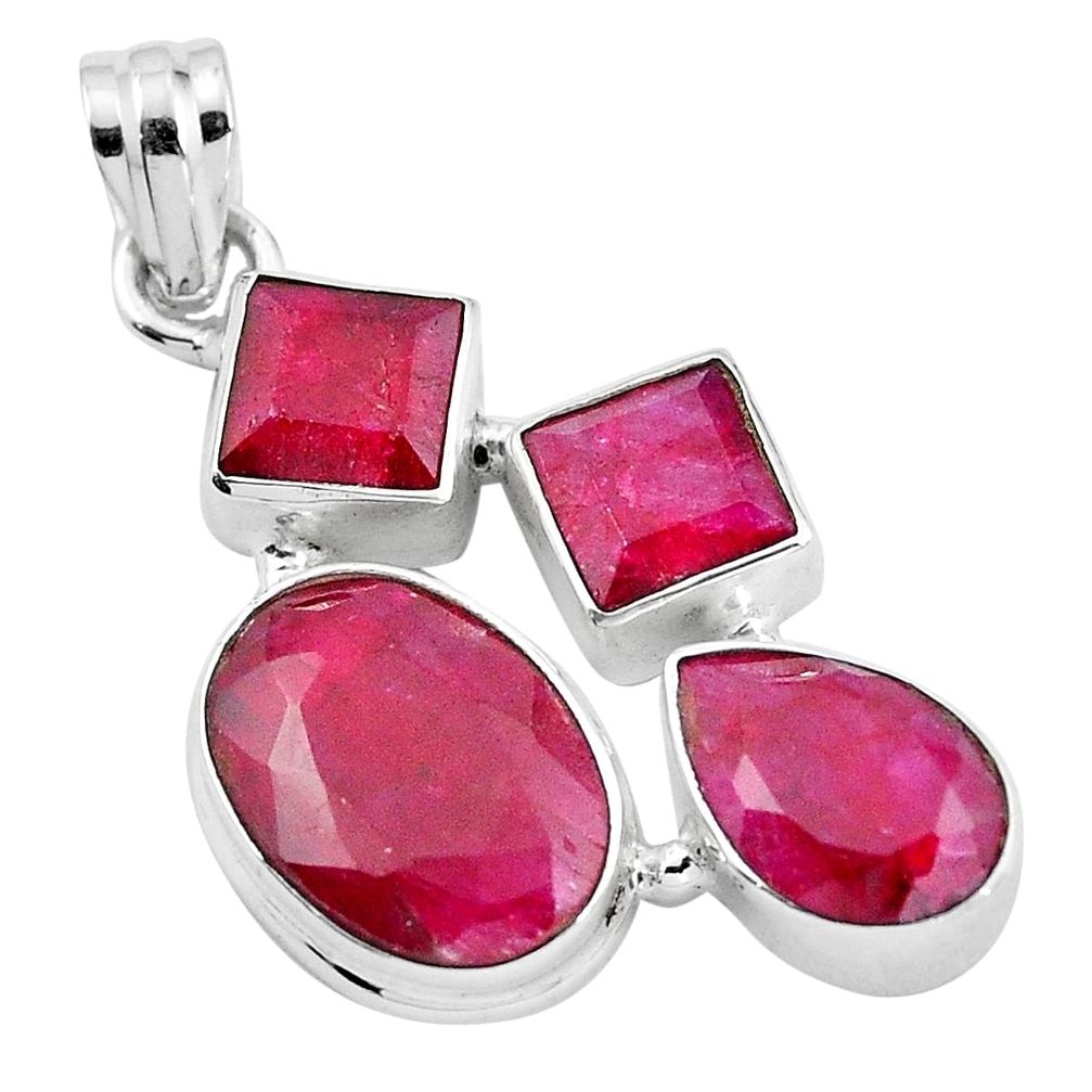 Natural red ruby oval 925 sterling silver pendant jewelry m77261