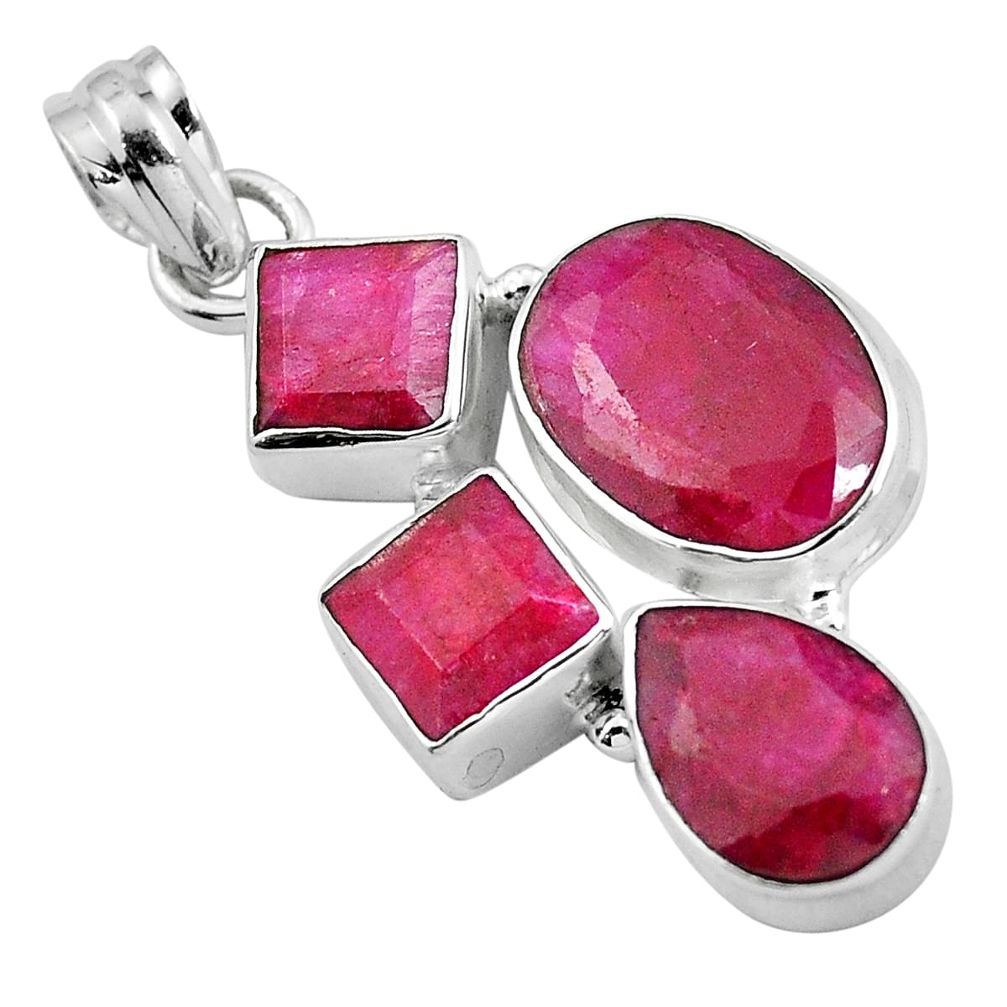 Natural red ruby 925 sterling silver pendant jewelry m77263