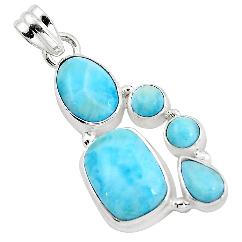 Natural blue larimar 925 sterling silver pendant jewelry m77310