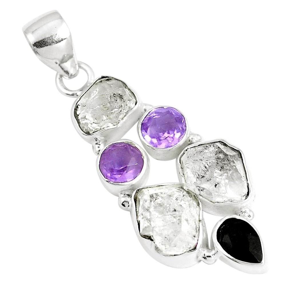 925 silver natural white herkimer diamond amethyst pendant jewelry m78216