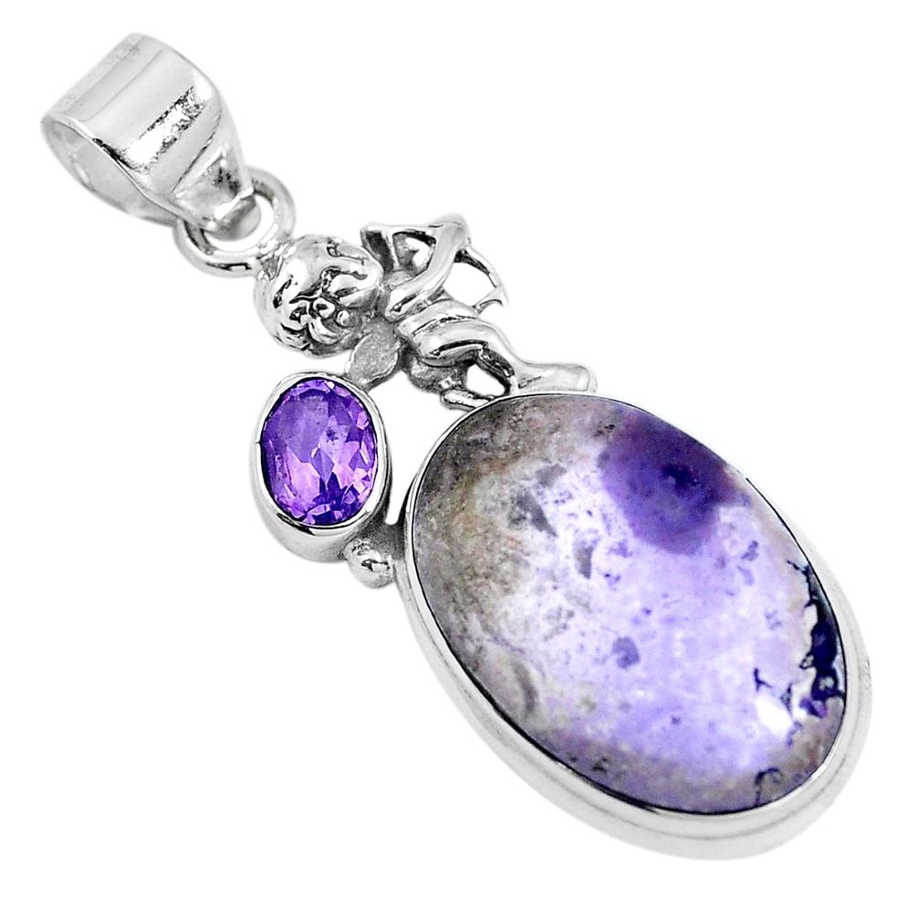 925 silver natural purple tiffany stone amethyst pendant jewelry m78224