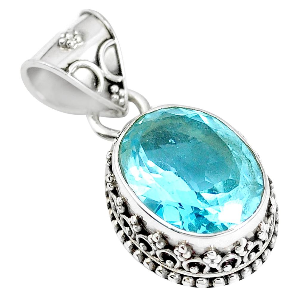 10.44cts natural blue topaz 925 sterling silver pendant jewelry m78402