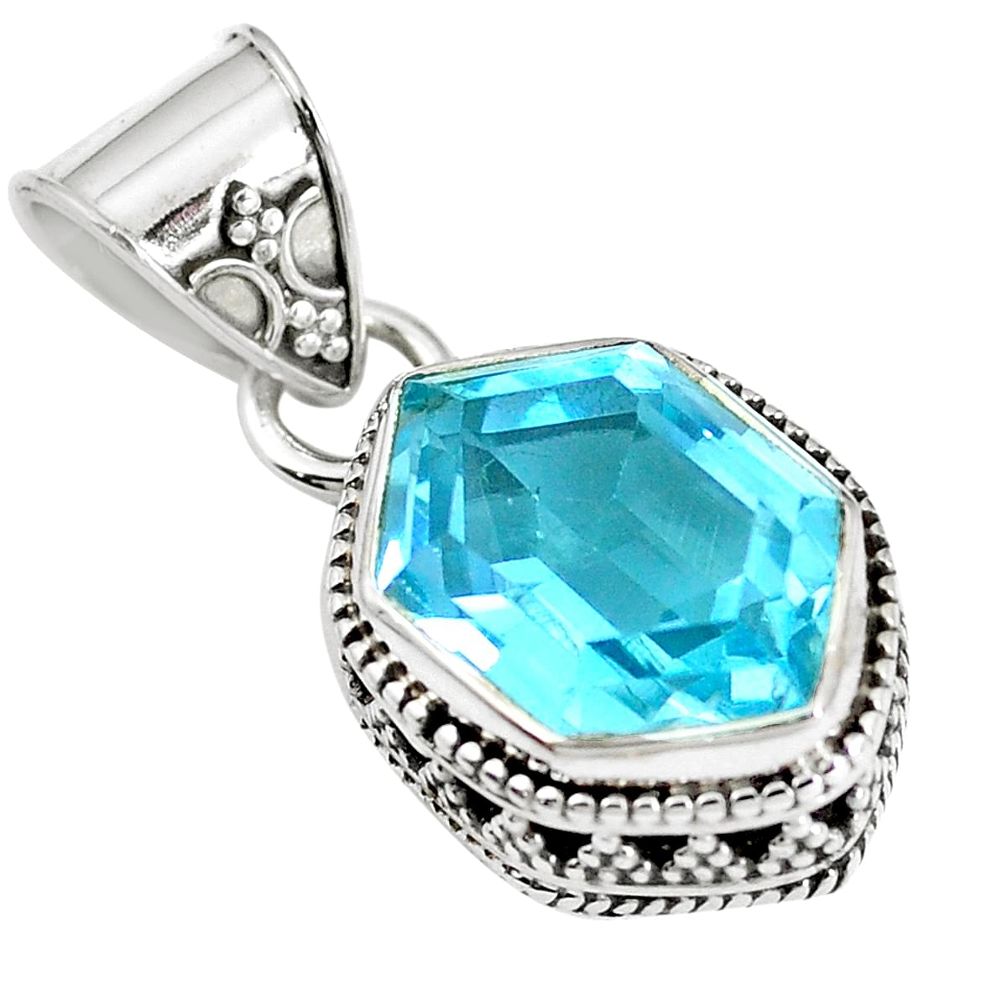 11.22cts natural blue topaz 925 sterling silver pendant jewelry m78404