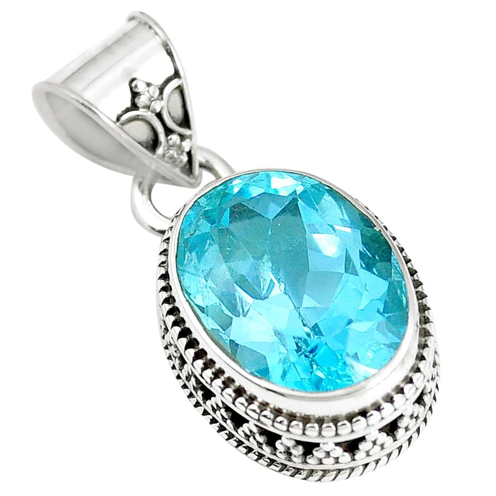 10.26cts natural blue topaz 925 sterling silver pendant jewelry m78408