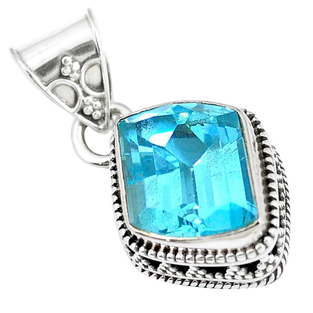 11.83cts natural blue topaz 925 sterling silver pendant jewelry m78413