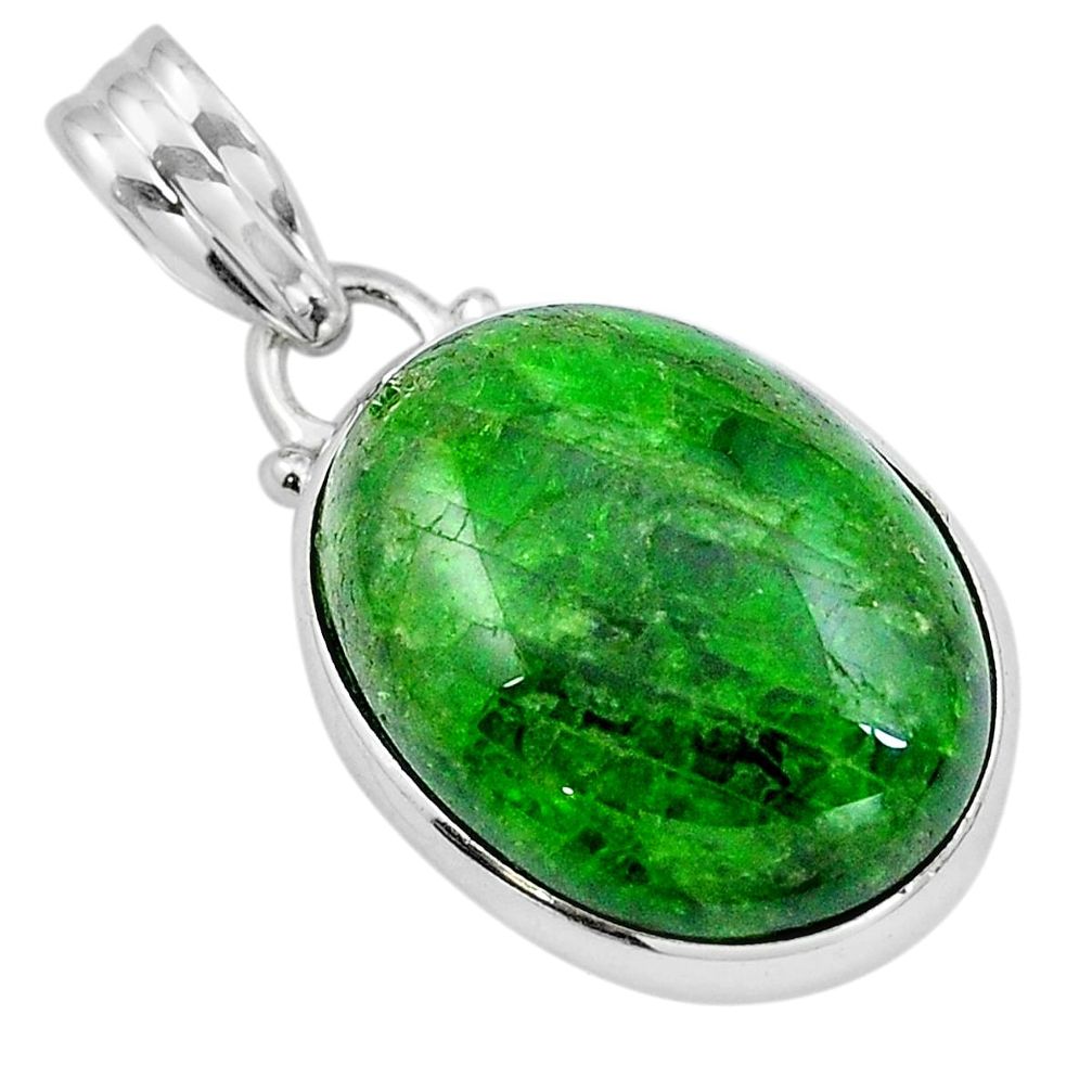 16.73cts natural green chrome diopside 925 sterling silver pendant m78445