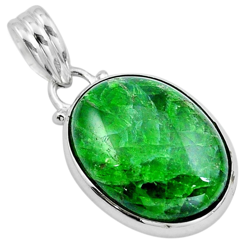 16.62cts natural green chrome diopside 925 sterling silver pendant m78446