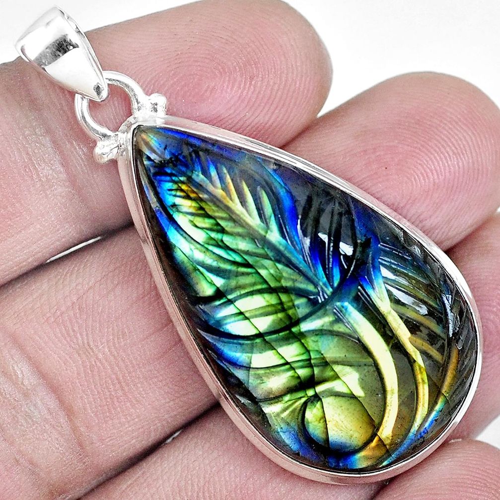 34.26cts natural blue labradorite 925 sterling silver pendant jewelry m78457