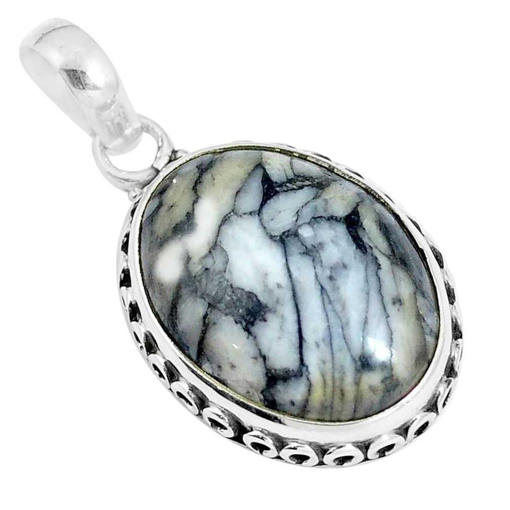 Natural white pinolith 925 sterling silver pendant jewelry m78501