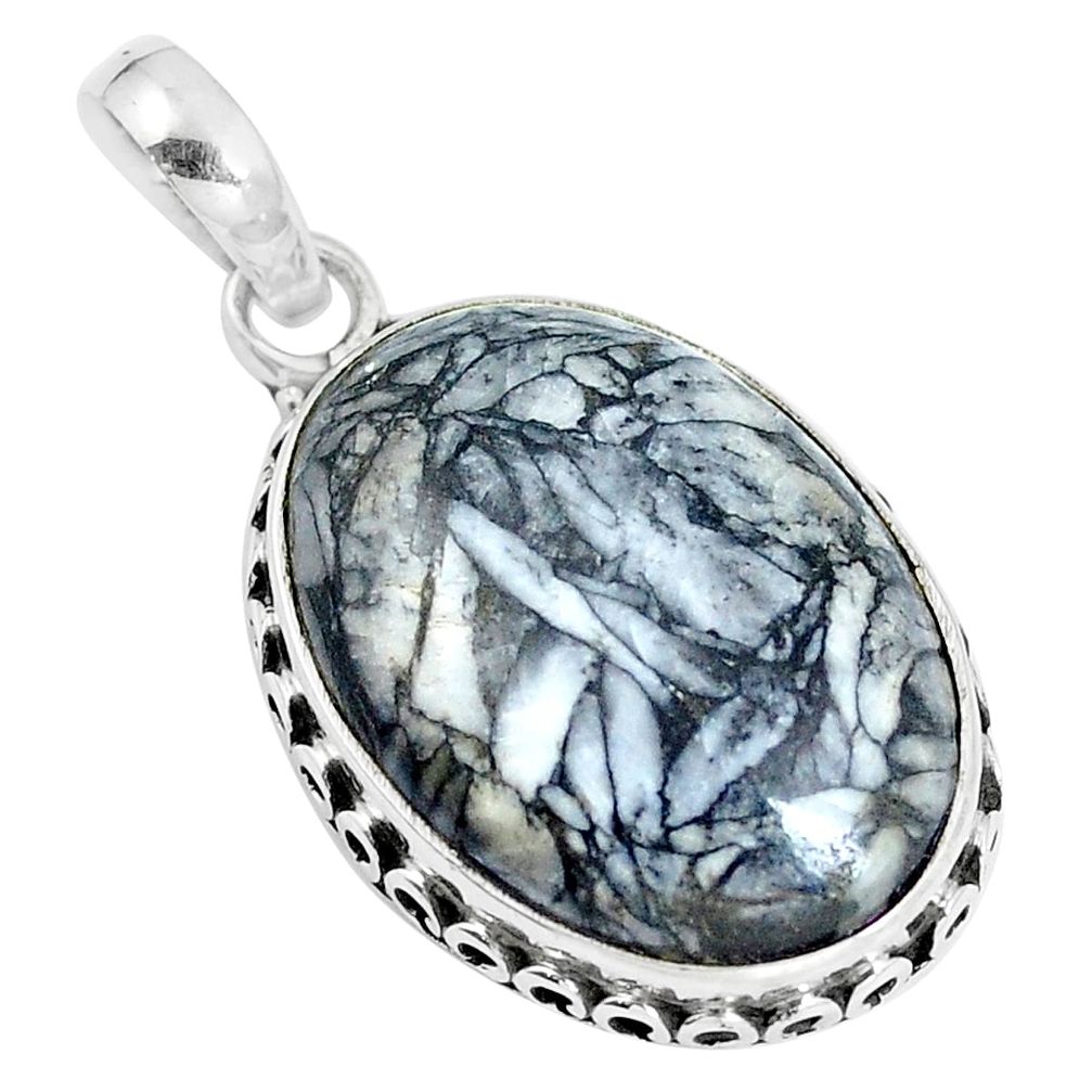 Natural white pinolith 925 sterling silver pendant jewelry m78502