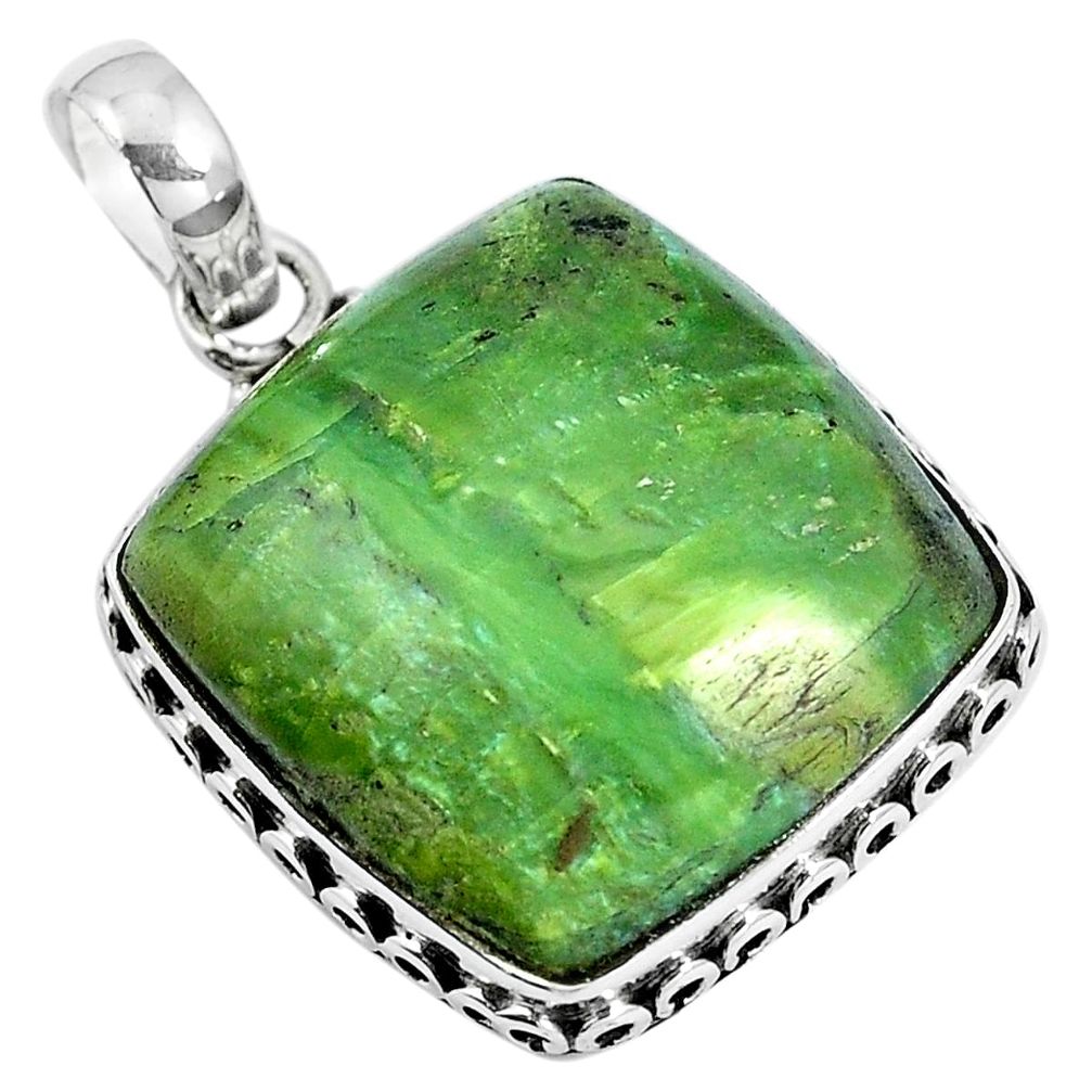 Natural green swiss imperial opal 925 sterling silver pendant jewelry m78516