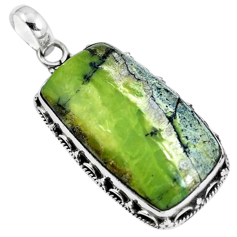 Natural green swiss imperial opal 925 sterling silver pendant jewelry m78518