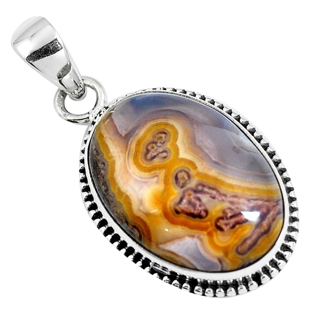 Natural white agua nueva agate 925 sterling silver pendant m78526