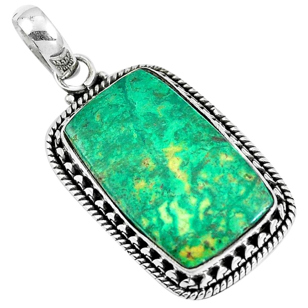 Natural green chrysocolla 925 sterling silver pendant jewelry m78539