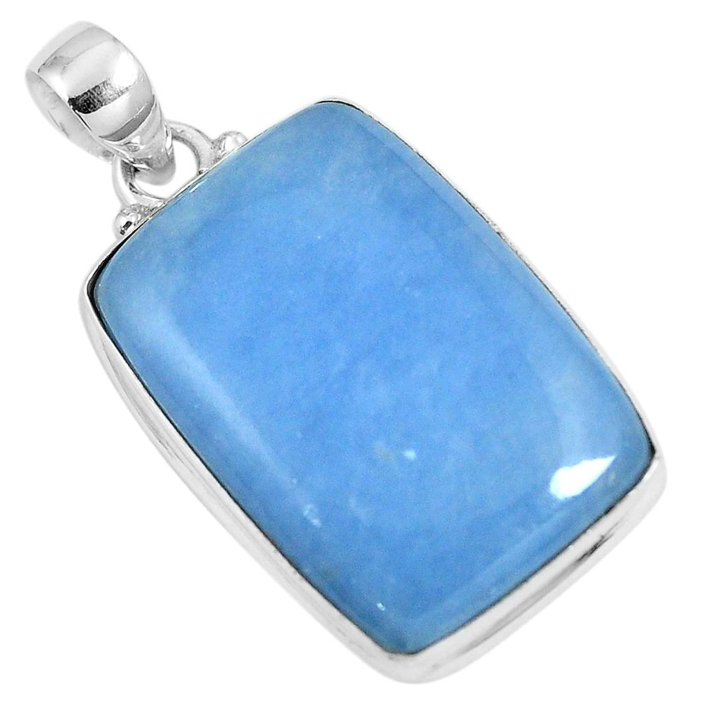 925 sterling silver natural blue angelite octagan pendant jewelry m78758