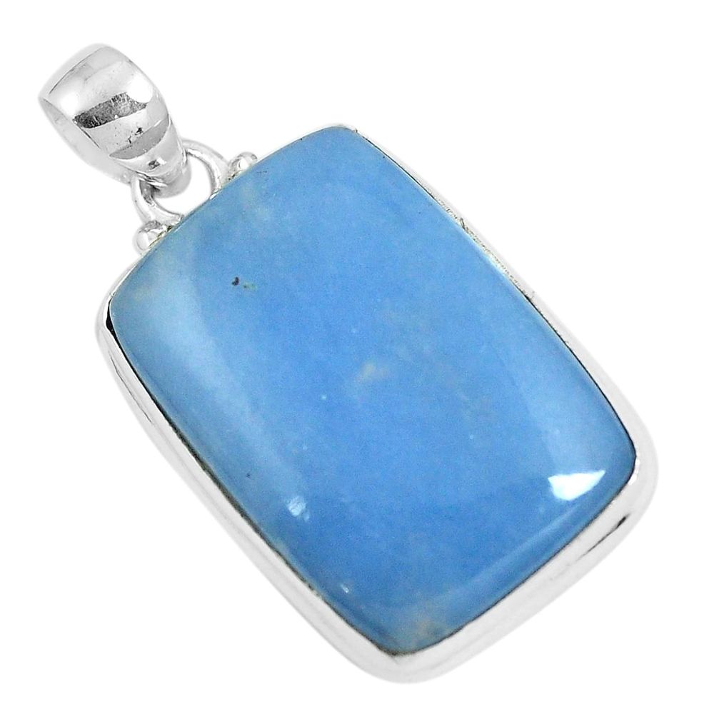 Natural blue angelite 925 sterling silver pendant jewelry m78760