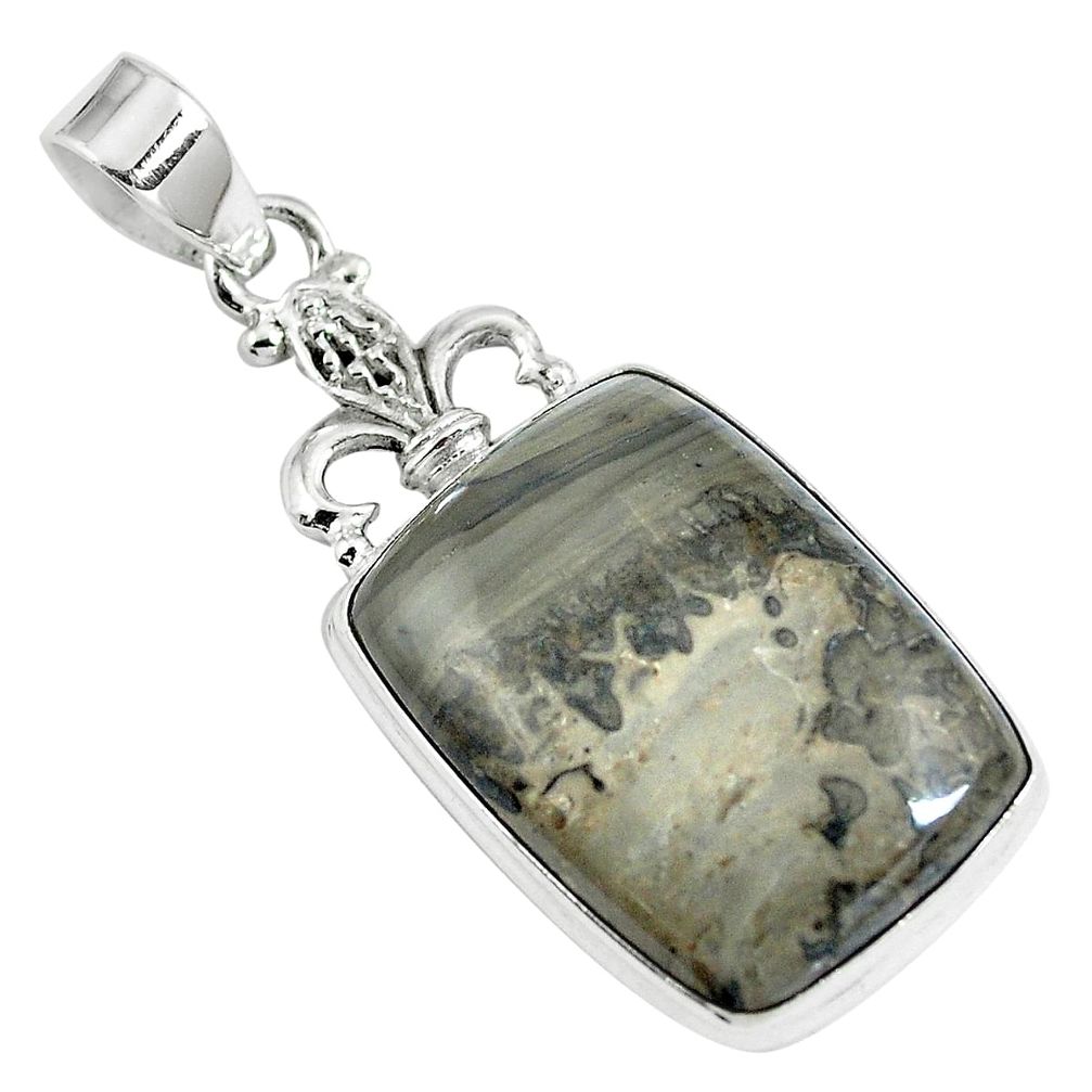 Natural brown cotham landscape marble 925 silver pendant jewelry m78810