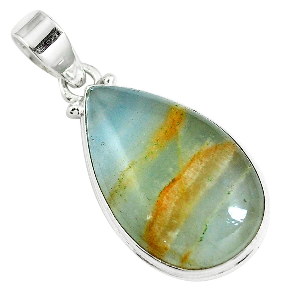 Aquatine lemurian calcite 925 sterling silver pendant jewelry m78855