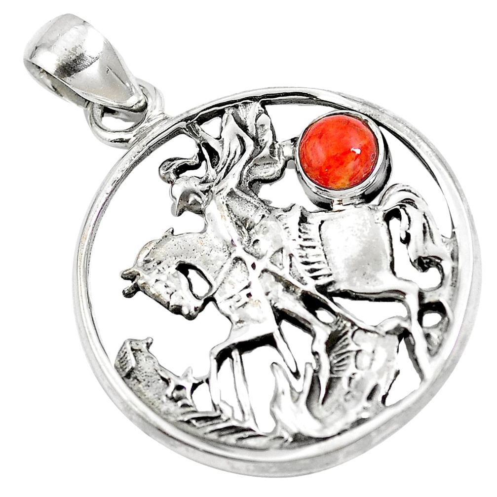 Red copper turquoise 925 sterling silver horse pendant jewelry m79321