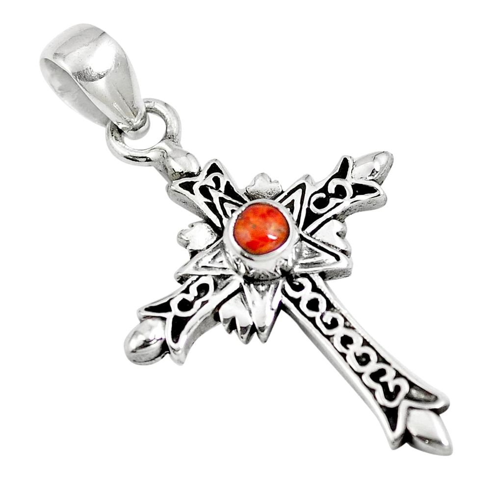 925 sterling silver red copper turquoise holy cross pendant m79337