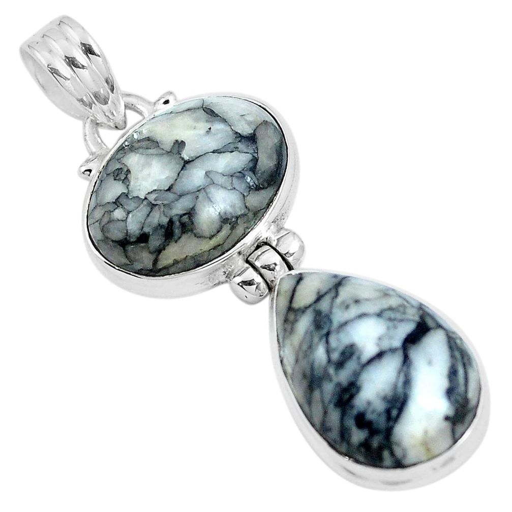 Natural white pinolith 925 sterling silver pendant jewelry m79494