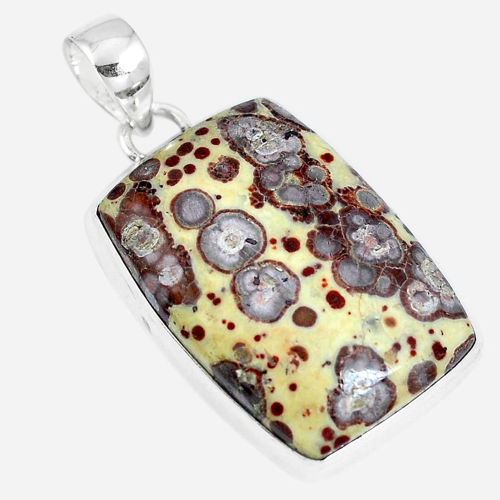 Natural brown asteroid jasper 925 sterling silver pendant m79541