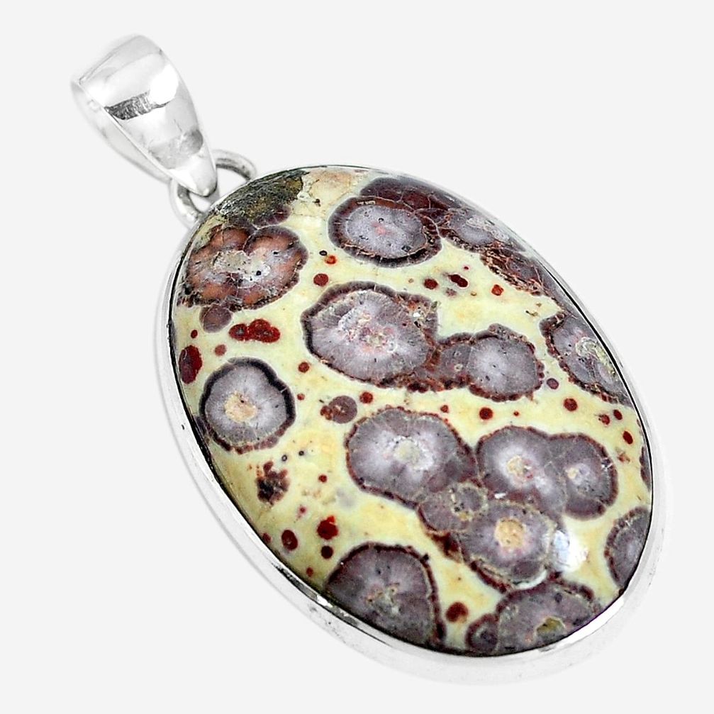 Natural brown asteroid jasper 925 sterling silver pendant m79543