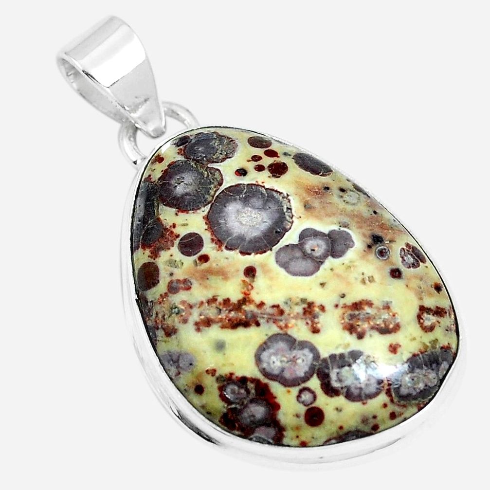 Natural brown asteroid jasper 925 sterling silver pendant m79546