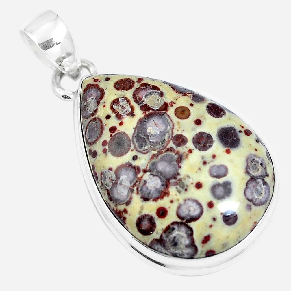 925 sterling silver natural brown asteroid jasper pear pendant m79547