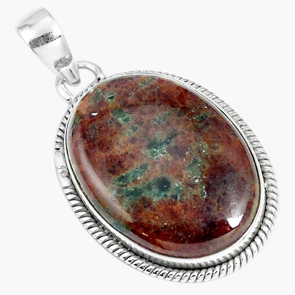 Natural green grass garnet 925 sterling silver pendant jewelry m79581