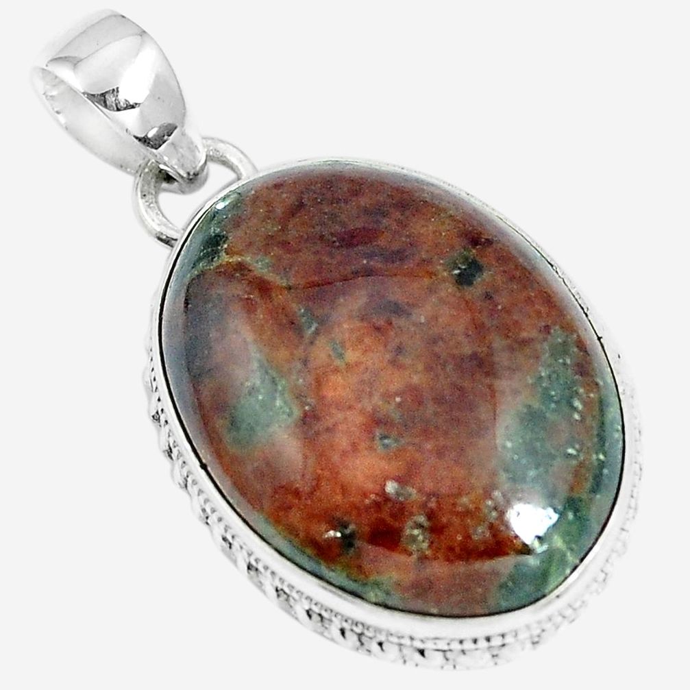 925 sterling silver natural green grass garnet oval pendant jewelry m79592