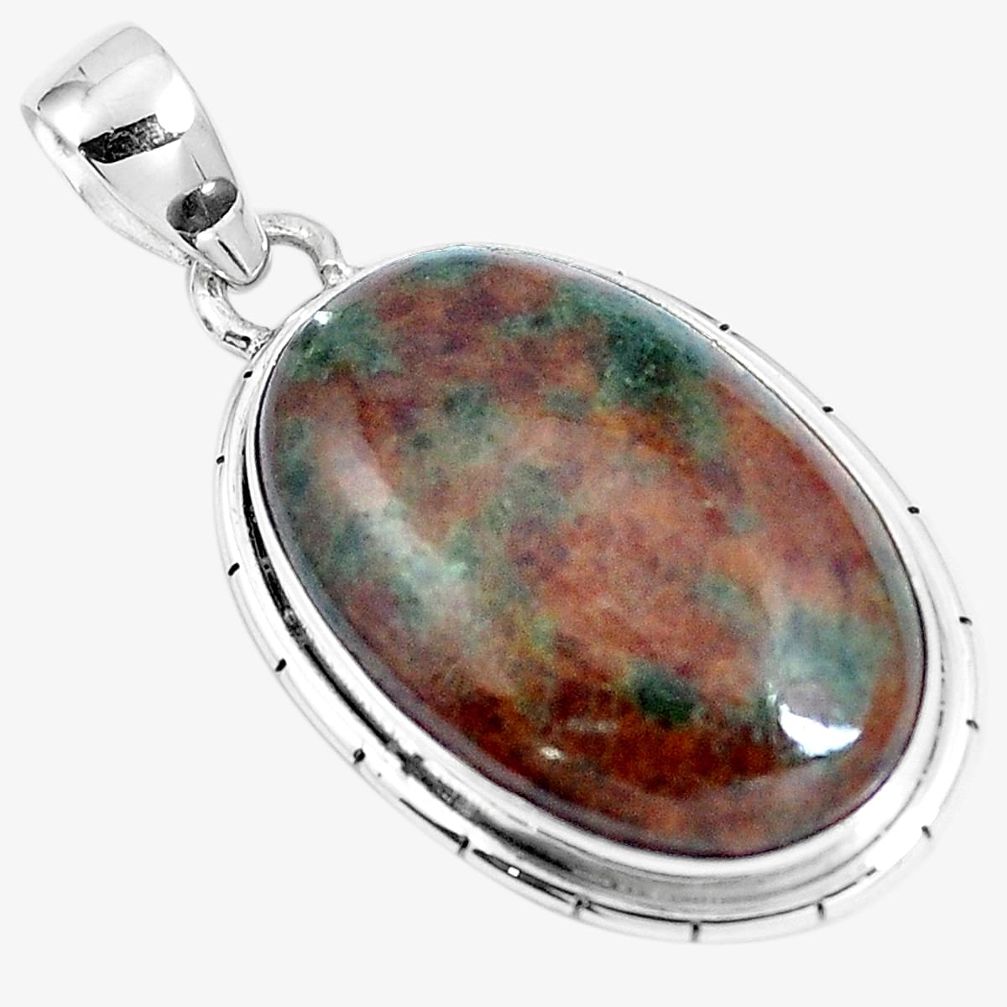 925 sterling silver natural green grass garnet pendant jewelry m79598