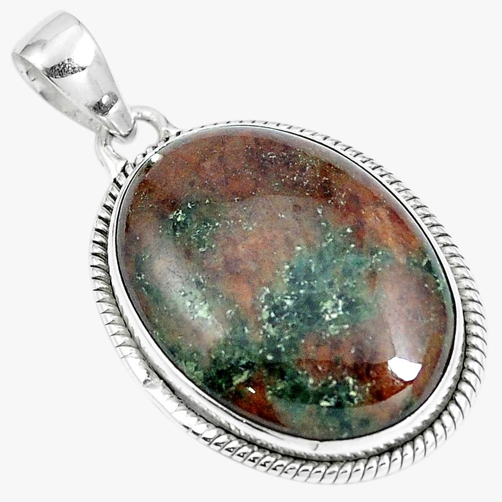 Natural green grass garnet 925 sterling silver pendant jewelry m79600