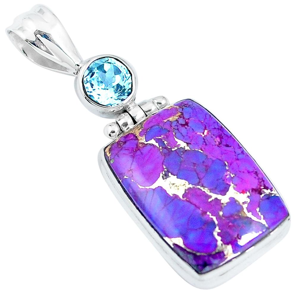 925 sterling silver purple copper turquoise topaz pendant jewelry m79672
