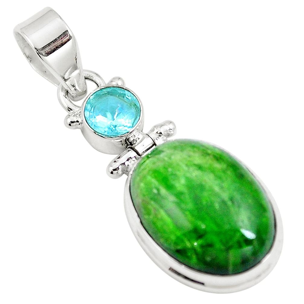 14.65cts natural green chrome diopside topaz 925 sterling silver pendant m79702