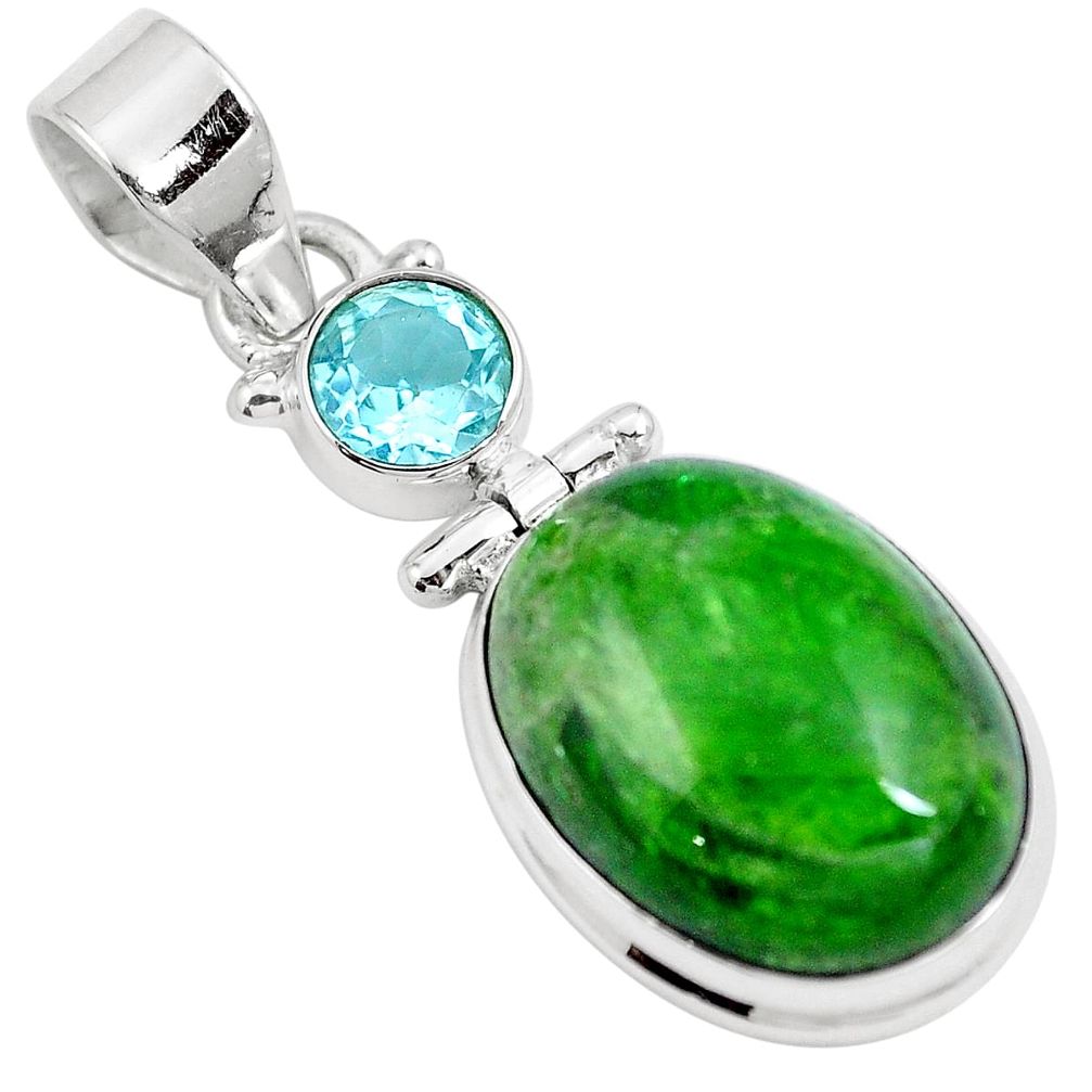 14.35cts natural green chrome diopside topaz 925 sterling silver pendant m79716