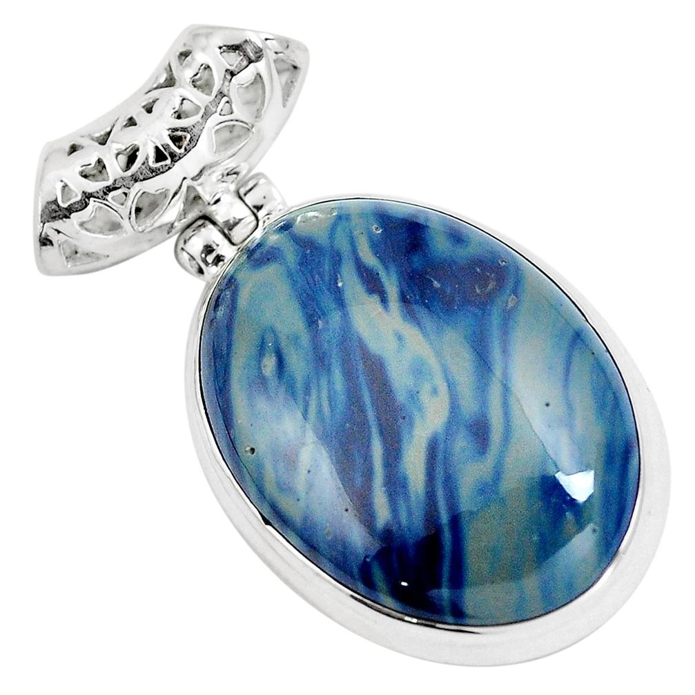 Natural blue swedish slag 925 sterling silver pendant jewelry m79921