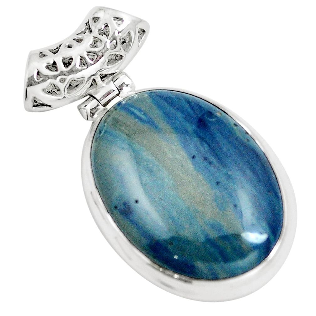 Natural blue swedish slag 925 sterling silver pendant jewelry m79923