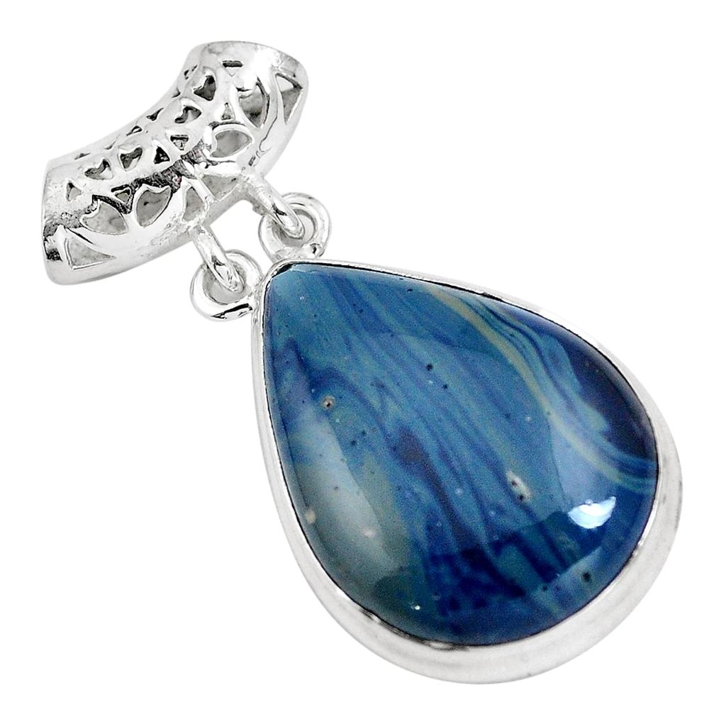 Natural blue swedish slag 925 sterling silver pendant jewelry m79934