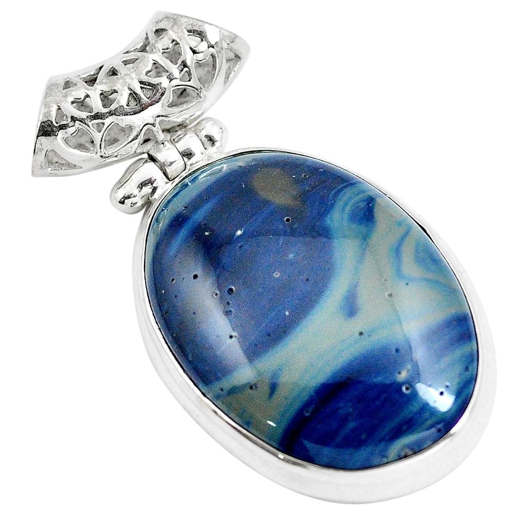 Natural blue swedish slag 925 sterling silver pendant jewelry m79937