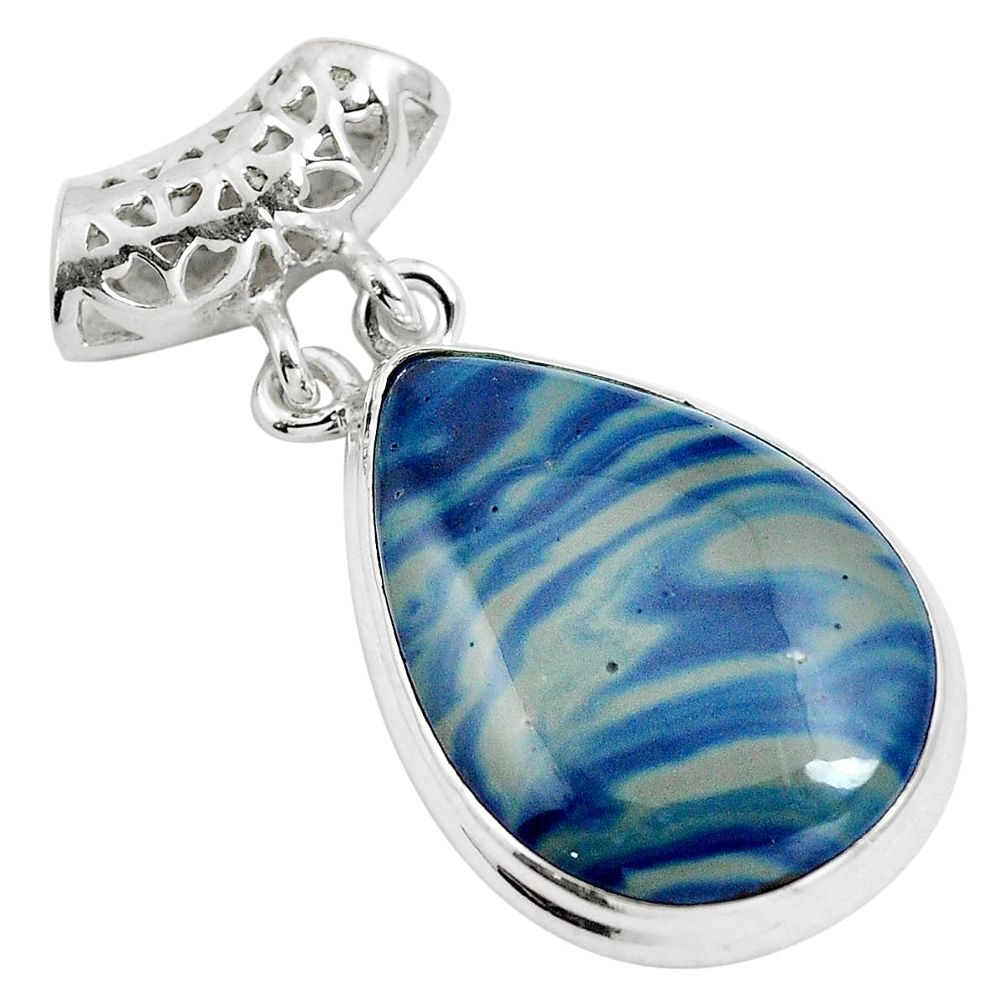 Natural blue swedish slag 925 sterling silver pendant jewelry m79938