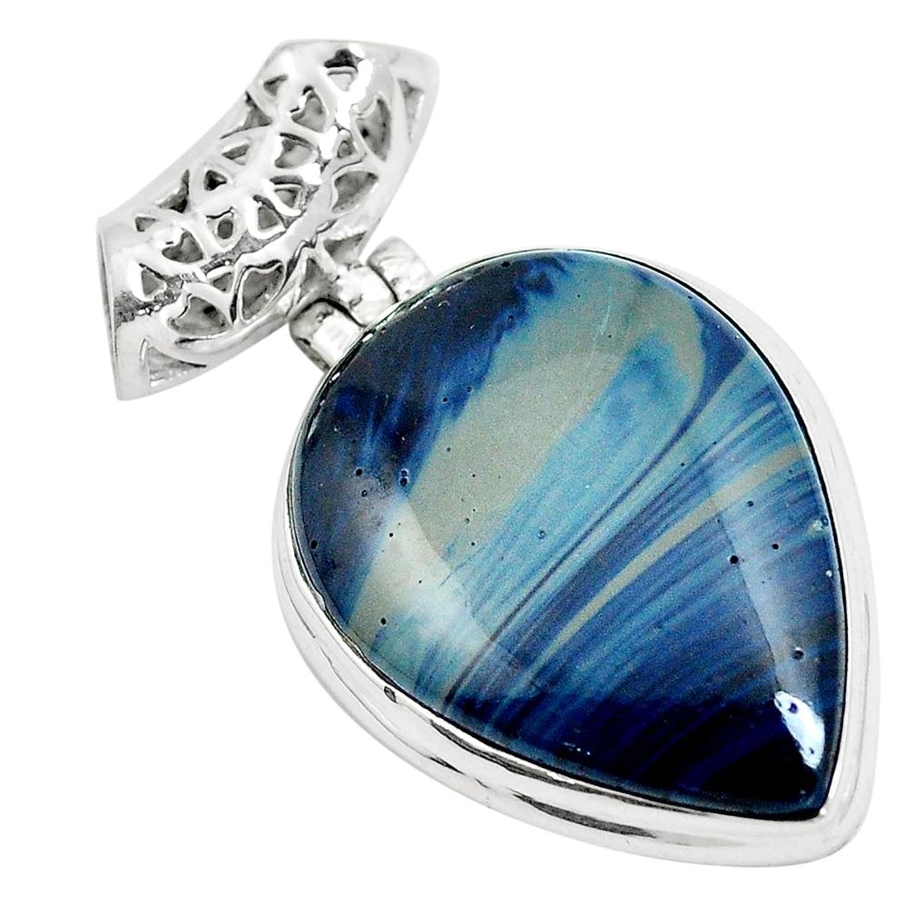 Natural blue swedish slag 925 sterling silver pendant jewelry m79940