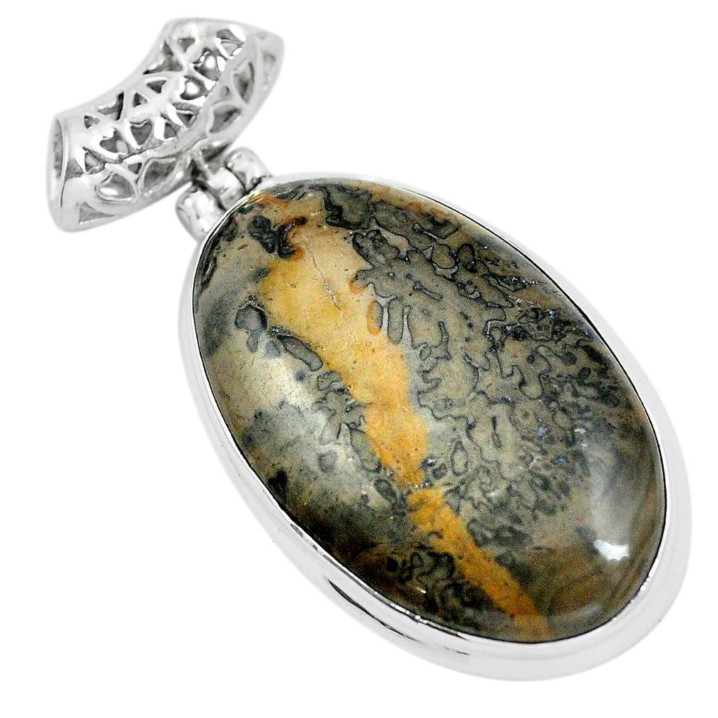 925 silver natural brown cotham landscape marble pendant jewelry m79960