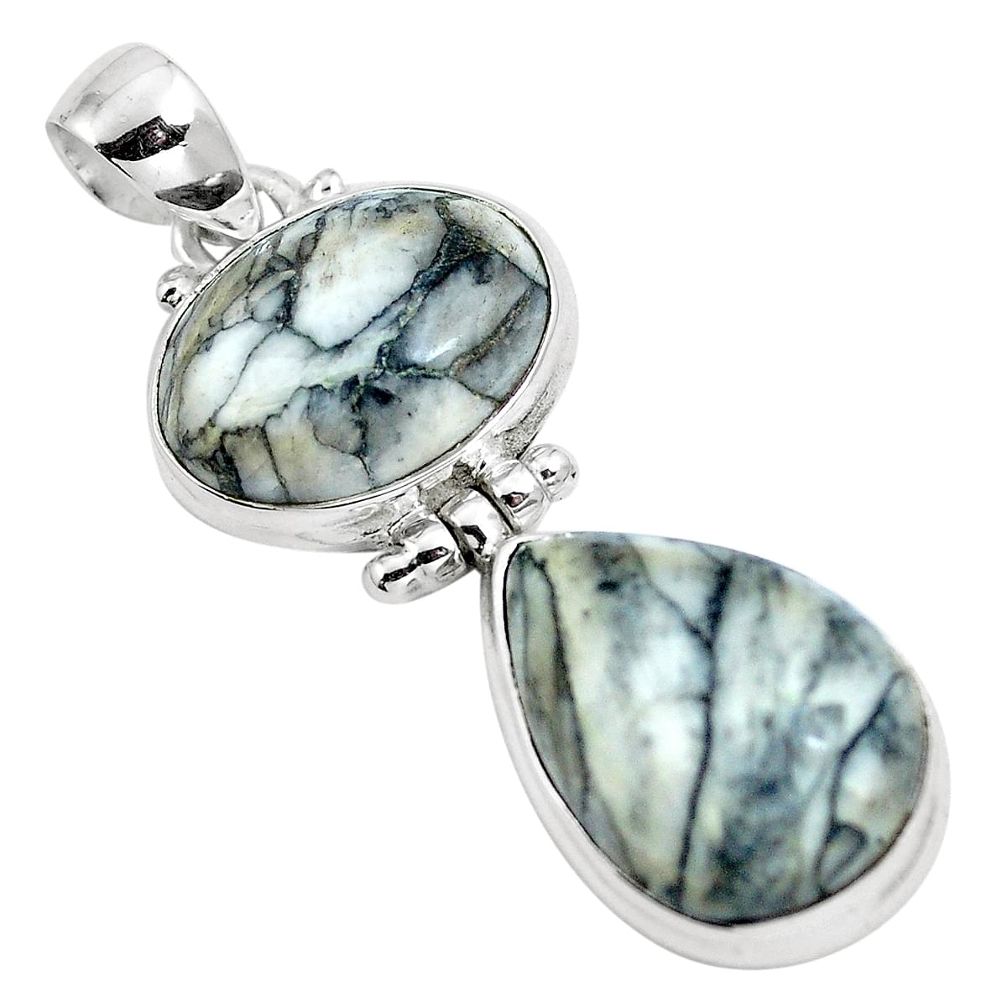 Natural white pinolith 925 sterling silver pendant jewelry m80099