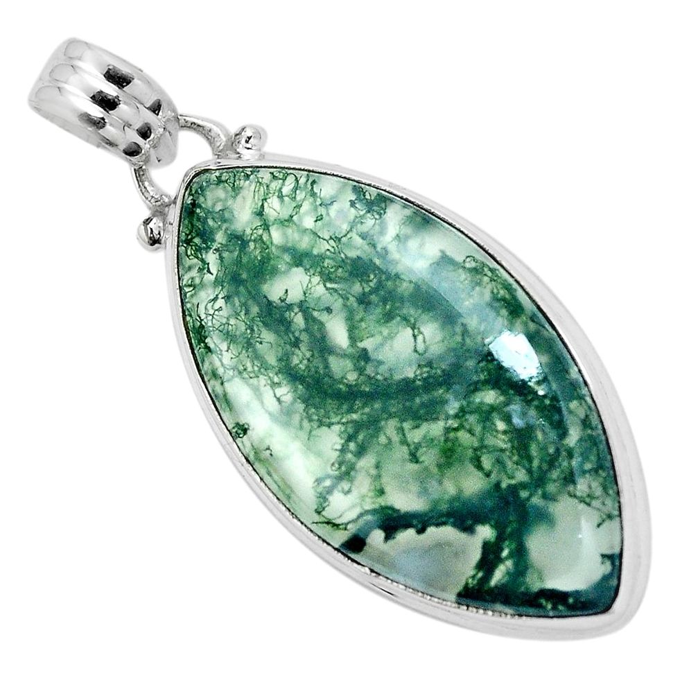Natural green moss agate 925 sterling silver pendant jewelry m80187